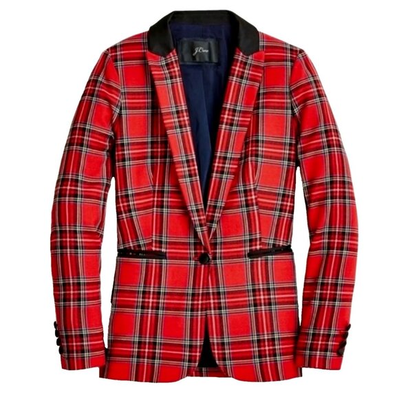 NWT J.Crew Parke Blazer in Red Stewart Tartan Plaid Italian Wool Jacket 2 - Picture 1 of 7